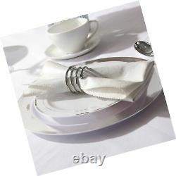 BUCLA 100Pieces Silver Plastic Plates-10.25inch Silver Rim Disposable Dinner