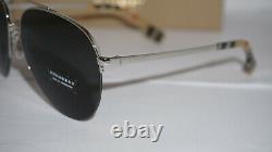 BURBERRY New Sunglasses Aviator Half Rim Silver Grey BE3113 130487 59 15 140