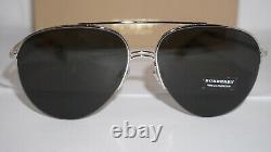 BURBERRY New Sunglasses Aviator Half Rim Silver Grey BE3113 130487 59 15 140