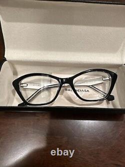 Balenciaga BA5040 003 Black/Crystal Cat Eye 53-17-140mm Full Rim Eyeglasses