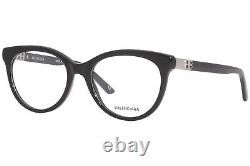 Balenciaga BB0185O 001 Eyeglasses Women's Black/Silver Full Rim Oval Shape 53mm