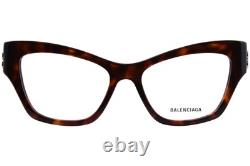 Balenciaga BB0362O 002 Eyeglasses Women's Havana/Silver Full Rim Cat Eye 54mm