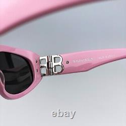 Balenciaga Men Sunglasses Light Pink Silver Grey Cat Eye BB0095S 013 NEW