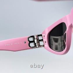 Balenciaga Men Sunglasses Light Pink Silver Grey Cat Eye BB0095S 013 NEW