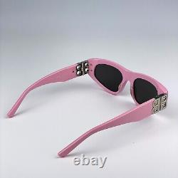 Balenciaga Men Sunglasses Light Pink Silver Grey Cat Eye BB0095S 013 NEW