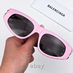 Balenciaga Men Sunglasses Light Pink Silver Grey Cat Eye BB0095S 013 NEW