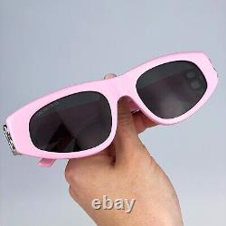 Balenciaga Men Sunglasses Light Pink Silver Grey Cat Eye BB0095S 013 NEW