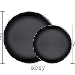 Black Plastic Plates Heavy Duty Black Disposable with 100PCS Black/Silver Black Plastic Plates Heavy Duty Black Disposable with 100PCS Black/Silver