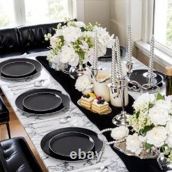 Black Plastic Plates Heavy Duty Black Disposable with 100PCS Black/Silver Black Plastic Plates Heavy Duty Black Disposable with 100PCS Black/Silver