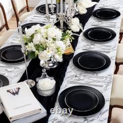 Black Plastic Plates Heavy Duty Black Disposable with 100PCS Black/Silver Black Plastic Plates Heavy Duty Black Disposable with 100PCS Black/Silver