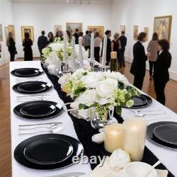 Black Plastic Plates Heavy Duty Black Disposable with 100PCS Black/Silver Black Plastic Plates Heavy Duty Black Disposable with 100PCS Black/Silver