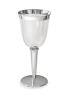Bulk, Wedding Party Disposable Plastic Wine Cups / Glasses With Silver Base & Rim