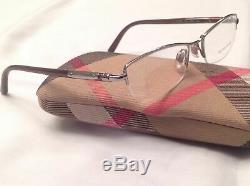 Burberry B1197 1110 52-17-135 Polished Brown & Silver Half Rim Glasses