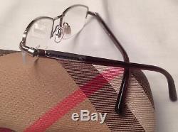 Burberry B1197 1110 52-17-135 Polished Brown & Silver Half Rim Glasses