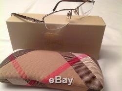 Burberry B1197 1110 52-17-135 Polished Brown & Silver Half Rim Glasses