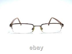 Burberry Silver Half Rim Rectangular Eyeglasses Brown Temples Italy 50 19 135