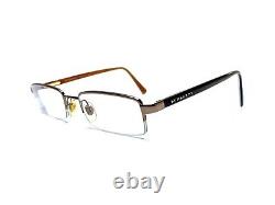 Burberry Silver Half Rim Rectangular Eyeglasses Brown Temples Italy 50 19 135