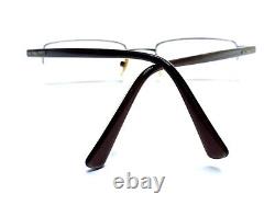 Burberry Silver Half Rim Rectangular Eyeglasses Brown Temples Italy 50 19 135