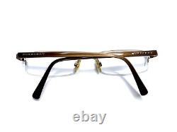 Burberry Silver Half Rim Rectangular Eyeglasses Brown Temples Italy 50 19 135