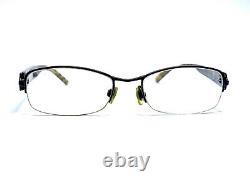 Burberry Silver Half Rim Rectangular Eyeglasses Check Temples Italy 53 18 135