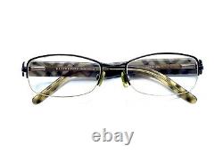 Burberry Silver Half Rim Rectangular Eyeglasses Check Temples Italy 53 18 135