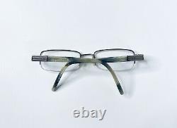 Burberry Silver Half Rim Rectangular Glasses Marble Temple Italy B1045 51 19 135