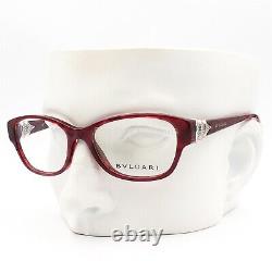 Bvlgari 4078B 5287 Eyeglasses Glasses Burgundy Marble with Swarovski Crystals 53mm