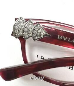 Bvlgari 4078B 5287 Eyeglasses Glasses Burgundy Marble with Swarovski Crystals 53mm