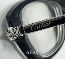 CARTIER CT0067OA 002 140 Black Silver Panthere Eyeglasses Frames France E33