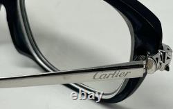 CARTIER CT0067OA 002 140 Black Silver Panthere Eyeglasses Frames France E33