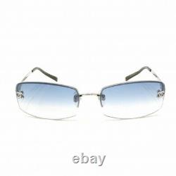 CHANEL Sunglasses Blue CC Logos 4093-B Rhinestone Half Rim Coco with Case