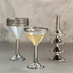 CLEAR SILVER RIM 5 oz Martini Cocktail Plastic Glasses Wedding Party Tableware