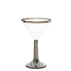 CLEAR SILVER RIM 5 oz Martini Cocktail Plastic Glasses Wedding Party Tableware