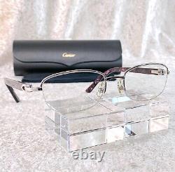 Cartier Eyeglasses Half Rim C Décor Purple Acetate 50-18-135 with Case