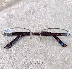 Cartier Eyeglasses Half Rim C Décor Purple Acetate 50-18-135 with Case