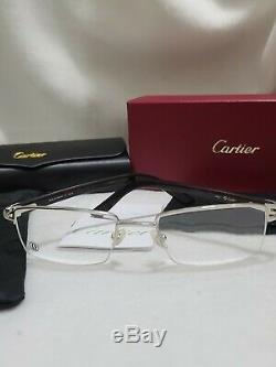 Cartier Rectangular Silver Half Rim Optical Glasses
