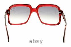 Cazal Legends 607 006SG Cherry Red/Silver Square Full Rim Sunglasses 56MM