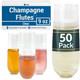 Champagne Flutes Plastic (50 Pack, 9oz) Clear, Stemless Disposable Mimosa Glas