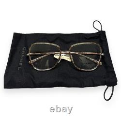 Chanel 2188J 127 Eyeglasses Glasses Brown Tortoise Rim Silver 53mm with Pouch