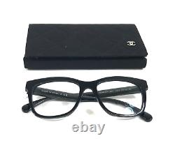 Chanel Eyeglasses Frames 3392 c. 501 Polished Black Silver Cat Eye 51-17-140