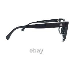 Chanel Eyeglasses Frames 3392 c. 501 Polished Black Silver Cat Eye 51-17-140