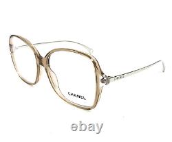 Chanel Eyeglasses Frames 3399 c. 1090 Transparent Brown Silver Full Rim 55-16-140