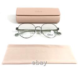 Chloe Eyeglasses Frames CH0246OA 001 Silver Clear Green Round Wire Rim 53-18-145