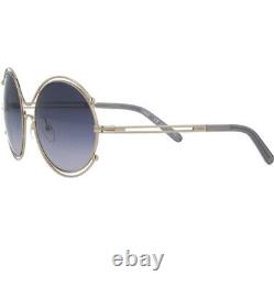Chloe Isadora Wire Rimmed Round Sunglasses Silver Gray Ombre 59 mm Womens Big