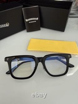 Chrome Hearts Black Square Full Rim Eyeglass Frames Silver Cross Details
