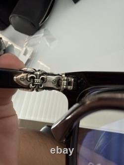 Chrome Hearts Black Square Full Rim Eyeglass Frames Silver Cross Details