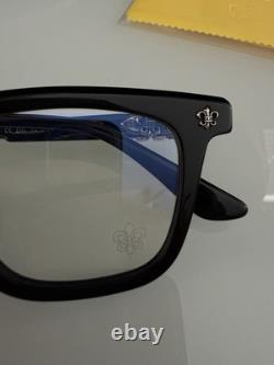Chrome Hearts Black Square Full Rim Eyeglass Frames Silver Cross Details
