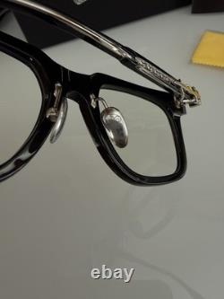 Chrome Hearts Black Square Full Rim Eyeglass Frames Silver Cross Details