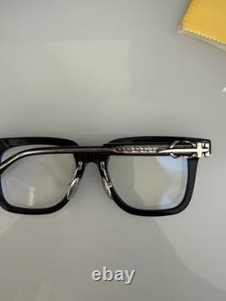 Chrome Hearts Black Square Full Rim Eyeglass Frames Silver Cross Details