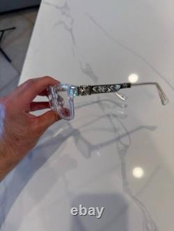 Chrome Hearts Clear Full Rim Plastic Eyeglasses Frames with Silver Detailing